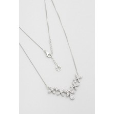 So CHIC Begonvil Çiçeği 18 Ayar Beyaz Altın Kaplama 45 Cm Gümüş Kolye