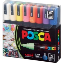 Uniball Posca (1.8-2.5) Su Bazlı Boyama Markörü 16'lı Set ( N ) (Uni-Pc-5m)/ 16C Set