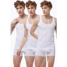 Malabadi Erkek 3 Adet Beyaz İnce Askılı İz Yapmayan Modal Atlet 013 3M013