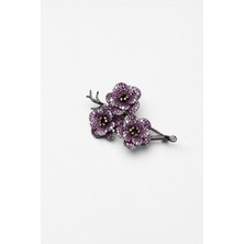 So CHIC Sakura Siyah Rodyum Kaplama Gümüş Broş