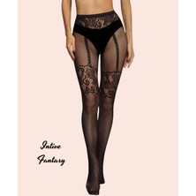 Intive Lingerie Intive Dantel Desenli Jartiyer Görünümlü File Külotlu ÇORAP-15541