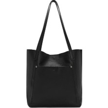 MİALES %100 Hakiki Deri Ön Cepli Shopper Kadın El ve Omuz Çantası