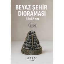 Mersi Shop Efsanevi Beyaz Şehir Dioraması 13×12 cm | Fantastik Miniature Masa Dekoru Koleksiyon Figürü