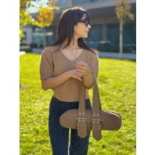 Leilaa V Yaka Kısa Kollu Yumoş Kazak