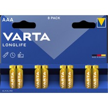 Varta Longlife Aaa Ince Kalem Alkalin Pil Paket 8'li 2 Adet