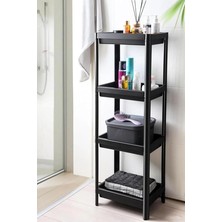 Misda Store Home 4 Katlı Geçmeli Plastik Banyo ve Mutfak Organizeri, Kolay Montajlı 4 Katlı Raf, Mutfakta ve Banyoda Kullanım Için Ideal, Dayanıklı Depolama Çözümü (Siyah)