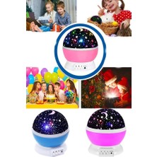 Teknodayım Renkli Yıldızlı Gökyüzü Projeksiyon Gece Lambası Pilli ve USB Kablolu