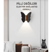Edison Modern Kelebek Aplik Iç ve Dış Mekan Aplik Butterfly LED Aplik Siyah Gövde Gün Işığı Kelebek Aplik