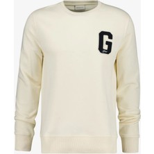 Gant Erkek Regular Fit G Harf Yamalı Bisiklet Yaka Sweatshirt - Krem