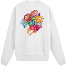 Colermi Sırt Baskılı Renkli Karikatür Tasarımlı Sweatshirt