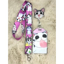 Hediyebum Sevimli Kedi  Boyun Askısı Yoyo ve Kartlık Set