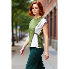 PayBuy Yazlık Pamuklu Örme Bluz Rahat Kalıp Bisiklet Yaka Günlük Stil Zarifane Tasarım Trend