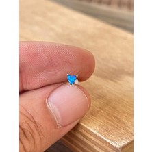 Aida Jewelss 925 Ayar Gümüşi Kalp Modeli Opal Taşlı Dudak Kıkırdak Helix Tragus Gümüş Piercingi