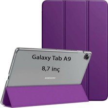 Galaxy Tab A9 8.7inç X110 X113 X115 X117 ile Uyumlu Kılıf Pu Deri Smart Standlı Case Mor