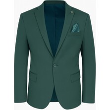 Plus Scorpion Petrol Yeşili Erkek Blazer Ceket – Esnek Comfort Kumaş, Slim Fit İtalyan Kesim Tek Düğmeli Model