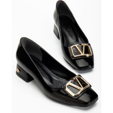Suins Shoes Suins Premium Pauly Model Kadın Orta Topuklu Siyah Kahve Bordo Ayakkabı
