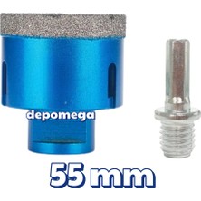 Depomega 55 Mm Granit Mermer Seramik Delme Panç Spiral ve Matkap için Aparatlı M14