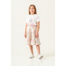 Magu Kız Çocuk Pamuklu Çiçek Desenli T-Shirt ve Etek Takım