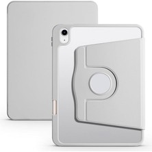 Ipad 11 Inç A16 (11.nesil) 2025 ile Uyumlu Kalem Bölmeli 360 Dönebilen Kapaklı Kılıf A3355, Gri