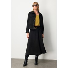 Ekol Kadın Çıtçıtlı Süet Mont 8015 Siyah