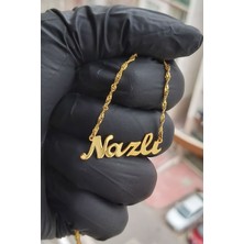 Özgür Takı 925 Ayar Gümüş Altın Kaplama Isimli Kolye Kadınlar İçin 55 cm Uzunluk