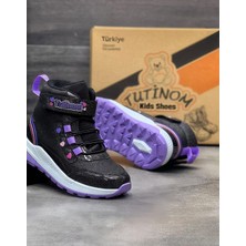 Tutinom Kız Çocuk Kışlık Kaymaz Taban Su Geçirmez Cırt Cırtlı  Yarım Bot