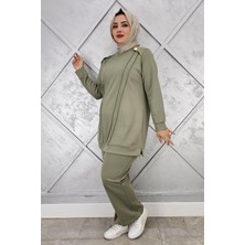 Pys Giyim Kadın Düğme Detaylı Nervür Dikim Tesettür Takım