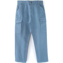 DobaKids Relaxed Tapered Fit Erkek Çocuk Kanvas Pantolon Indigo Okul Pantolonu