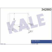 KALE-342860 - Klima Radyatörü Ford Fıesta 1.25 1.4 1.4tdcı 08=> Kurutucu Ile [brazıng Al/al] [568X386X16]