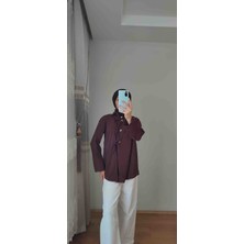 Rima Bordo Bağcık Detaylı Gömlek