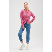 Peraluna Zoey Mini Kabartma Örgülü Triko Hırka - Şeker Pembe