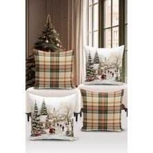 Bertille Home Yılbaşı Serisi Çift Tarafı Dijital Baskılı  4'lü Kırlent Kılıfı Seti (Christmas Noel Cushion Cover)