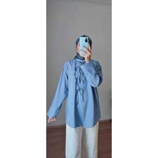 Rima Mavi Bağcık Detaylı Gömlek