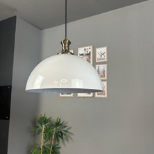 Bamyum Linate Beyaz Tokmak Başlık Avize Tekli Sarkıt Salon Kuaför Dekoratif Aydınlatma