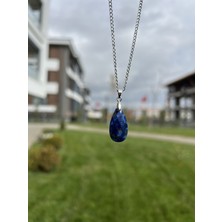 Taşmeran Lapis Lazuli Faset Kesim Damla Doğal Taş Kolye TKY0377