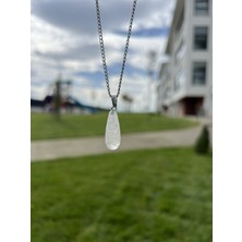 Taşmeran Kristal Kuvars Damla Doğal Taş Kolye TKY0364