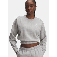 Under Armour 6007035-011-UA Rival Fleece Piped C Gri Bisiklet Yaka Crop Düz Kadın Sweatshırt