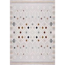 Aren Halı Bejar Geometrik Multi Polyester Pamuk Tabanlı Makine Halısı
