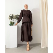 Kulvar Trend 5122 Seyyar Kuşaklı Vual Kraşlı Elbise