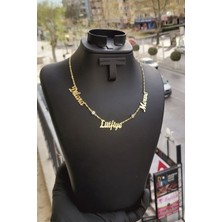 Özgür Takı 925 Ayar Gümüş 24 Ayar Altın Kaplama 3 Isimli 2 Nazar Boncuklu Kolye