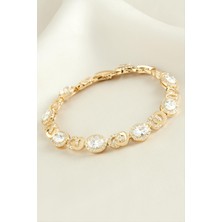 Xuping Oval Zirkon Taşlı Lüks Çelik Bileklik