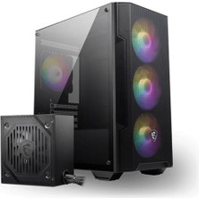 Nil Avm Msı Mag Forge M100A D60 Akrilik Yan Panel 3X120MM 1X120MM Argb Fan 600W 80+ Psu Matx Gamıng Kasa