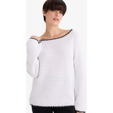 DeFacto Regular Fit Kayık Yaka Ajurlu Triko Kazak G3316AX25AU