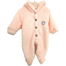 Dandini My Baby Kumsal Petek Desenli Kapişonlu Polar Bebe Tulumu Dandini