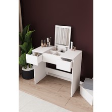 Anka Çekmeceli Aynalı Kapaklı Makyaj Masası Beyaz