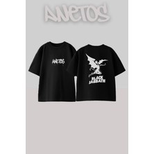 Anetos Black Sabbath 4 Tasarım Sırt Baskılı Pamuk Siyah Oversize T-Shirt
