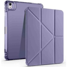 Air 13 Ile Uyumlu 2025 M3 Kalem Bölmeli Standlı Akıllı Fuchsia Trifolding Tablet Kılıfı Mor