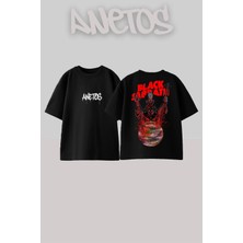 Anetos Black Sabbath 2 Tasarım Sırt Baskılı Pamuk Siyah Oversize T-Shirt