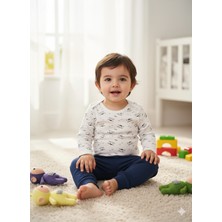 Şimo Butik Kız Erkek Çocuk Bebek Uzun Kollu Çıtçıtlı Body-Badi %100 Pamuk 3.5-4-5-6 Yaş Kedi Kafa Beyaz
