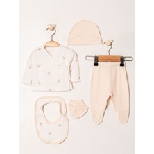 Kidaxi Yeni Doğan Kız Bebek Için Jakarlı Baskılı 5\'li Hastane Çıkışı (0-3 Ay